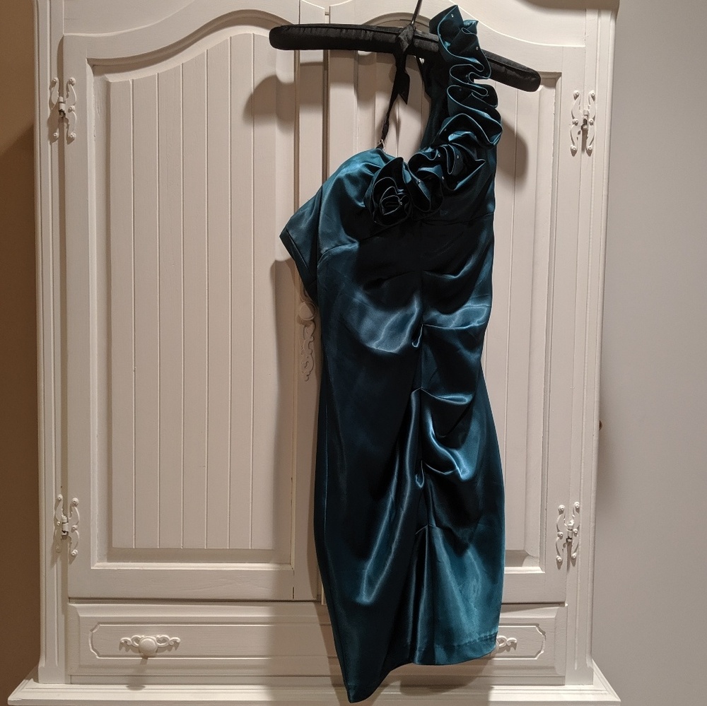 Dark Teal one shoulder deess
